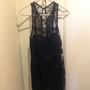 Navy Blue Lace Fitted Adrianna Papell Dress